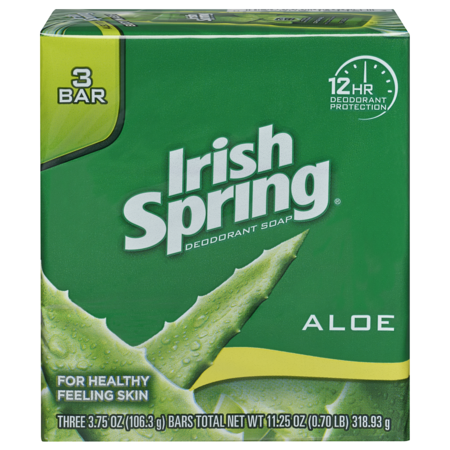 Bar Soap Aloe 3 Bar 11.1 oz., PK18 -  IRISH SPRING, 114178